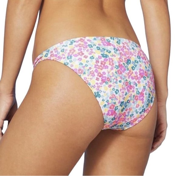 Xhilaration™ Strappy Cheeky Bikini Bottom Floral Daisy Pink Purple Size S M - Picture 2 of 10